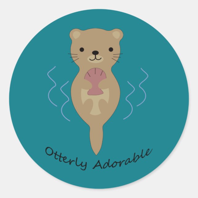 Sticker Rond Cute et drôle Otter Otterly adorable (Devant)
