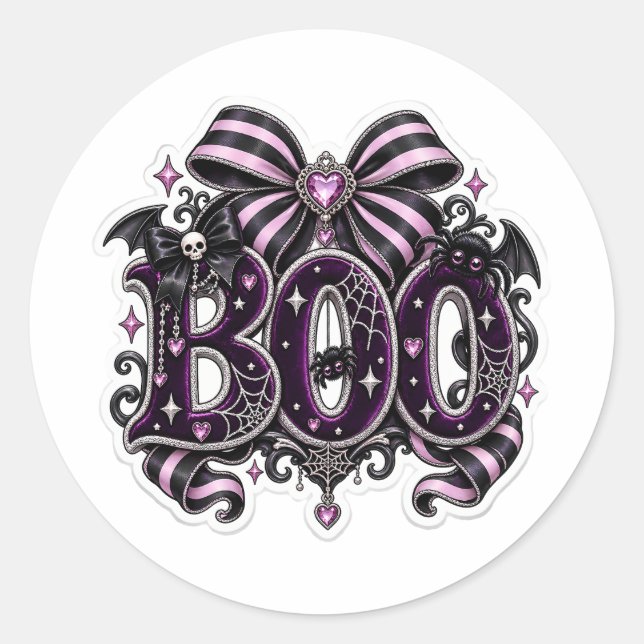 Sticker Rond Cute et effrayant "BOO" Halloween  (Devant)