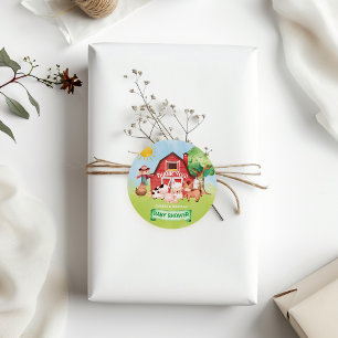 Sticker Rond Cute Farm Animaux Baby shower Merci