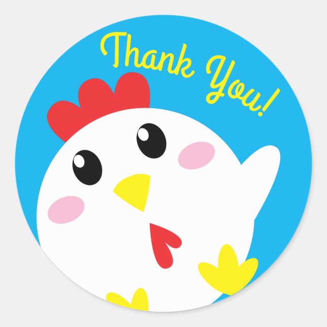 Sticker Rond Cute ferme poulet Enfant 1er anniversaire Merci de (Devant)