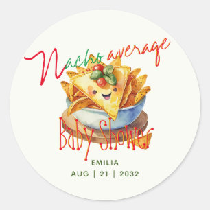 Sticker Rond Cute Fiesta Nacho Baby shower moyen personnalisé