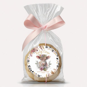 Sticker Rond Cute Floral Saint Vache Premier anniversaire