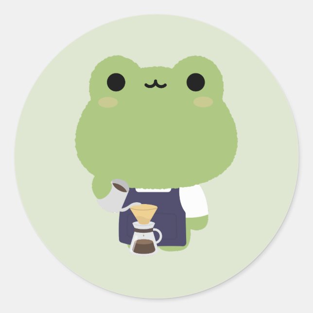 Sticker Rond Cute Frog Barista (Devant)