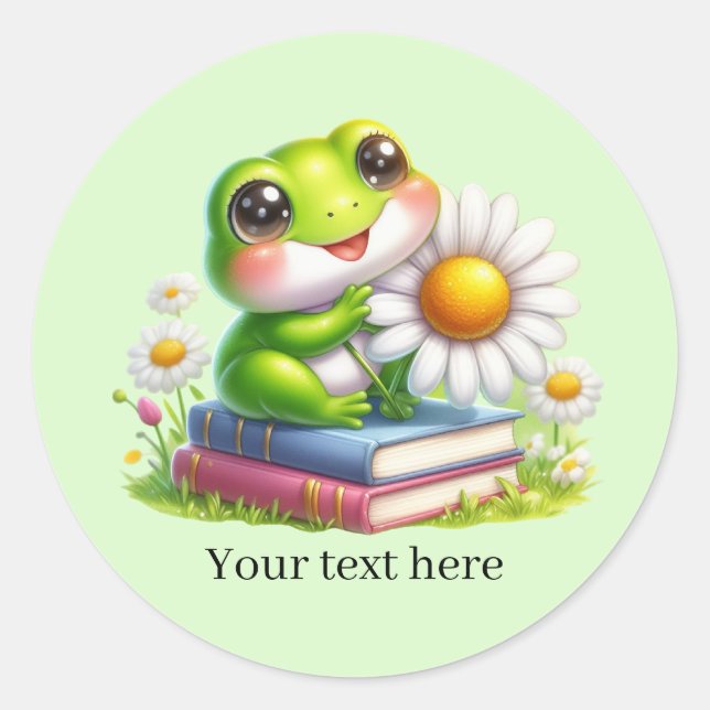 Sticker Rond Cute frog lovers customizable  (Devant)