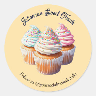 Sticker Rond Cute Frosted Cupcake Bakery