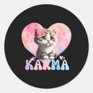 Sticker Rond Cute Funny Amoureux des chats Forme de coeur Femme