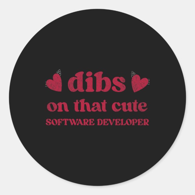 Sticker Rond Cute Funny Valentine's Day Software Developer Femm (Devant)