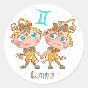 Sticker Rond Cute Gemini Twins