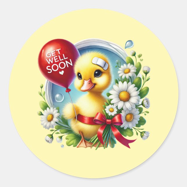 Sticker Rond Cute get well soon duck (Devant)