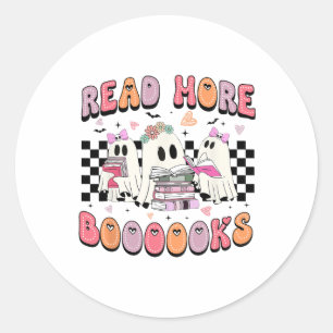 Sticker Rond Cute Ghost Boire Café Halloween Ghost Ice Cof