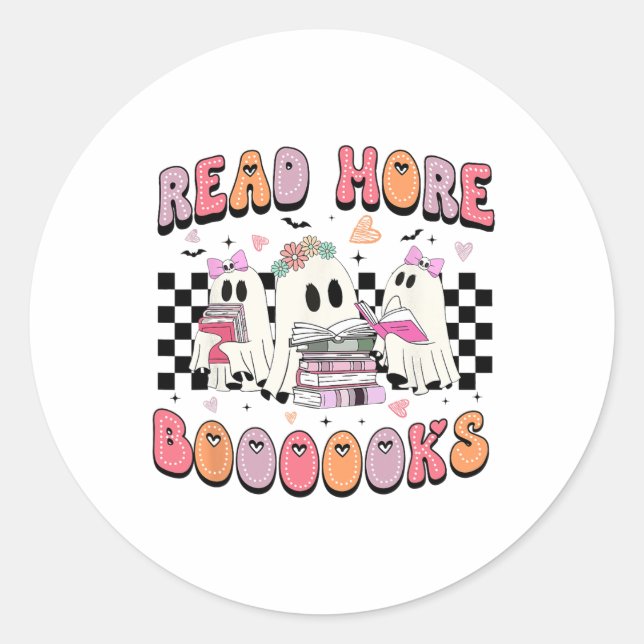 Sticker Rond Cute Ghost Boire Café Halloween Ghost Ice Cof (Devant)
