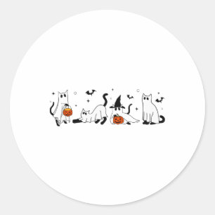 Sticker Rond Cute Ghost Chat Funny Halloween Costumes de tenue