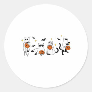 Sticker Rond Cute Ghost Chat Funny Halloween Costumes de tenue