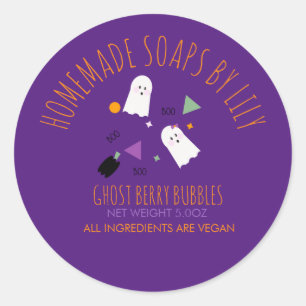 Sticker Rond Cute Ghost Halloween Soap Maison d'affaires