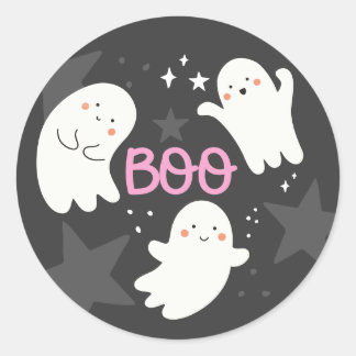 Sticker Rond Cute Ghosts Halloween BOU
