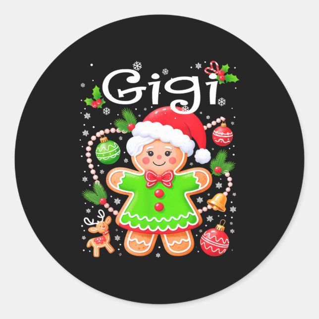 Sticker Rond Cute Gigi Gingerbread Family Matching Christmas Co (Devant)