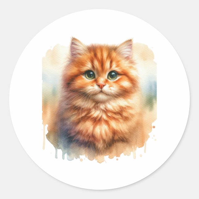 Sticker Rond Cute Ginger Tabby Chat T-shirt classique (Devant)