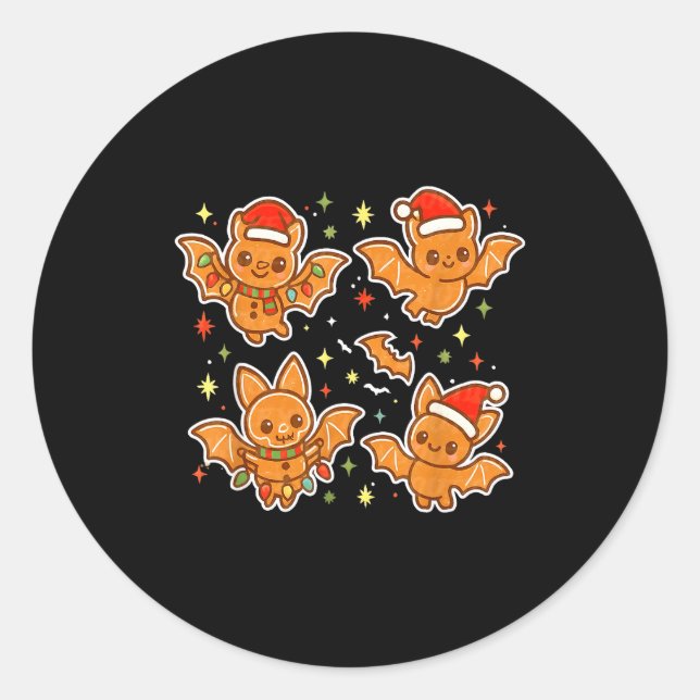 Sticker Rond Cute Gingerbread Bats Soky Christmas Cookie Graphi (Devant)