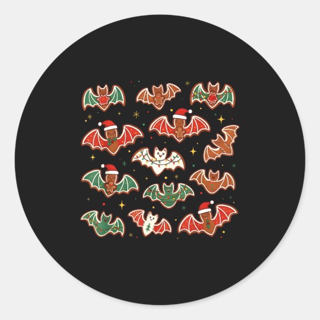 Sticker Rond Cute Gingerbread Bats Soky Christmas Cookie Merry  (Devant)