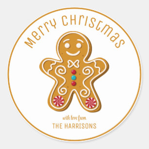 Sticker Rond Cute Gingerbread Homme Cookies Noël