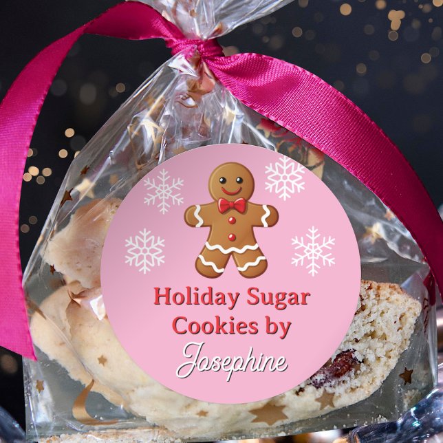 Sticker Rond Cute Gingerbread Man Sweets Cookies Gift Labels (Créateur téléchargé)