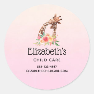 Sticker Rond Cute Giraffe Aquarelle Maman & Baby Business