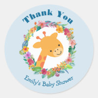 Cute Giraffe avec un Baby shower de couronne fleur