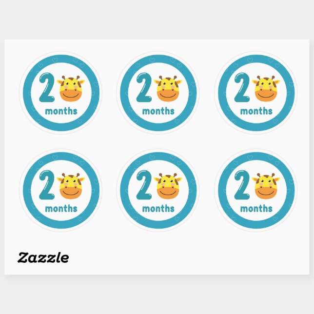 Sticker Rond Cute Giraffe Baby Monthly Milestone (Feuille)