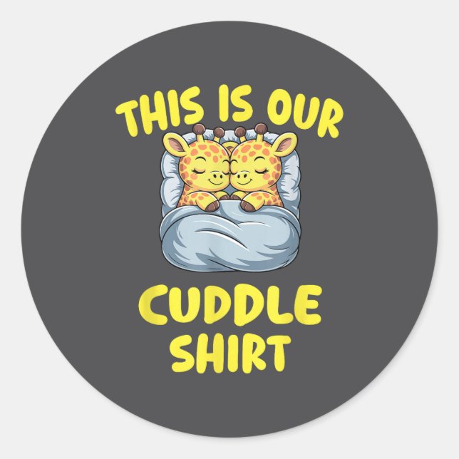 Sticker Rond Cute Giraffe Couple This Is Our Cuddle  (Devant)