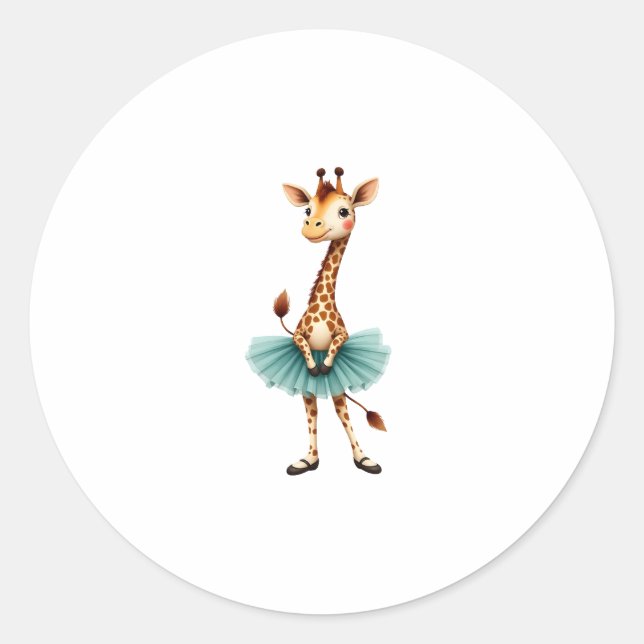 Sticker Rond Cute giraffe in a tutu dancing as a ballerina, gif (Devant)
