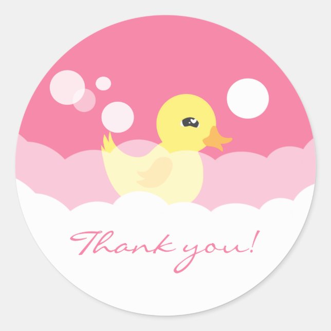 Sticker Rond Cute Girl Caoutchouc Baby shower Ducky (Devant)