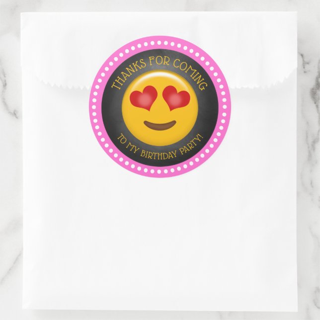 Sticker Rond Cute Girl Emoji Merci d'anniversaire (Sac)