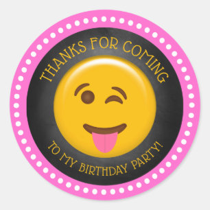 Sticker Rond Cute Girl Emoji Merci d'anniversaire