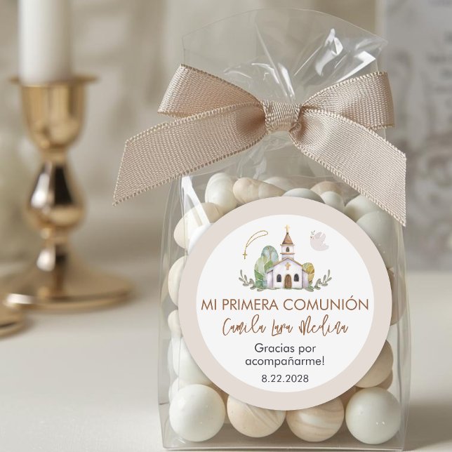 Sticker Rond Cute Girl First Holy Communion Gifts and  Favors  (Créateur téléchargé)