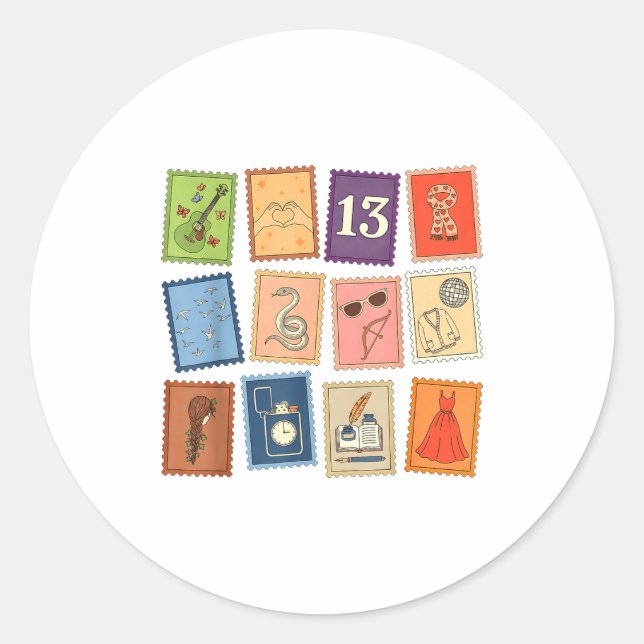 Sticker Rond Cute Girly Christmas Pajama Music Album Stamp Aest (Devant)