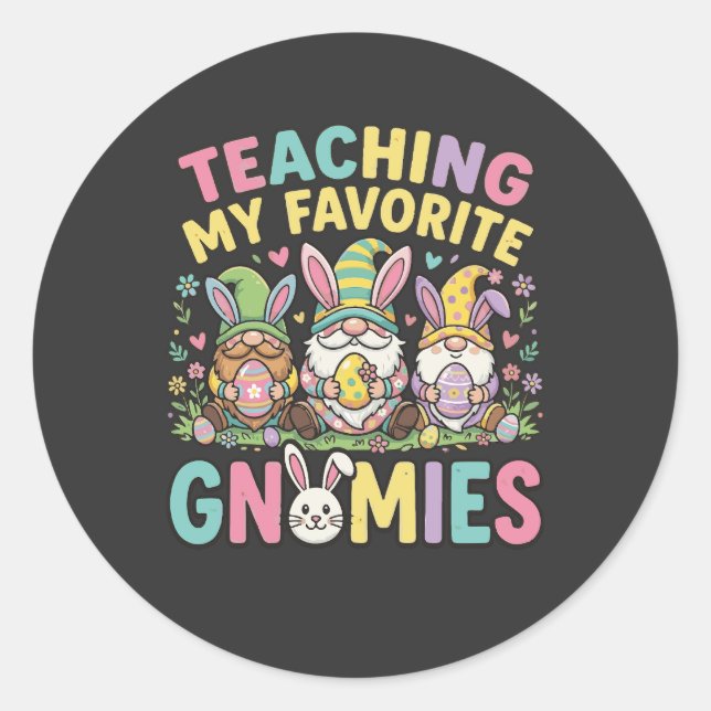 Sticker Rond Cute Gnome Teacher Design Teaching  (Devant)