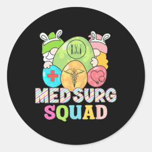 Sticker Rond Cute Gnomes Med Surg Squad Infirmière Pâques Jour 