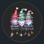 Sticker Rond Cute Gnomes Merry Christmas Light Family Gnome Xma<br><div class="desc">Joyeux Noël Lumière Famille Joyeux Noël Joyeux Noël Joyeux Noël Joyeux Noël Joyeux Noël</div>