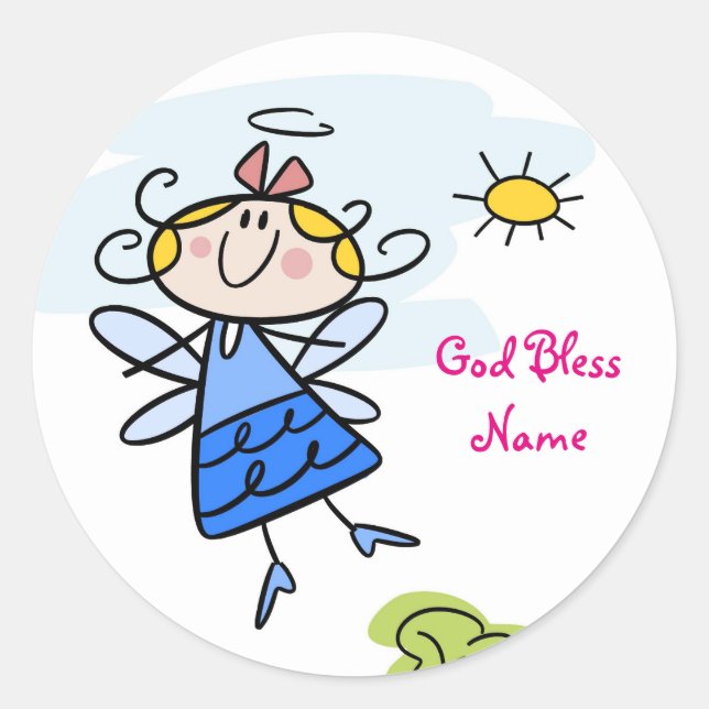 Sticker Rond Cute Godgirl Angel Personnalisé (Devant)