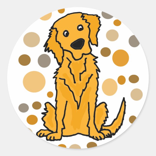 Sticker Rond Cute Golden Retriever et Circle Motif Art (Devant)