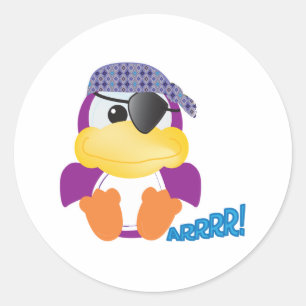 Sticker Rond Cute Goofkins violet pirate canard