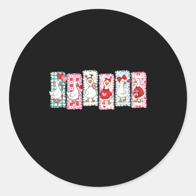 Sticker Rond Cute Goose Valentine Coquette,duck Funny Gift Tee  (Devant)