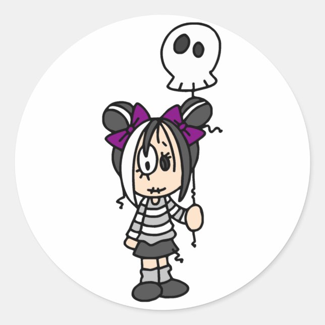 Sticker Rond Cute Goth Girl (Devant)