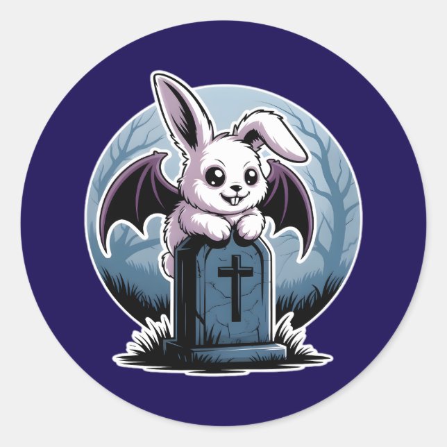 Sticker Rond Cute Gothique Vampire Bunny Kawaii Halloween (Devant)