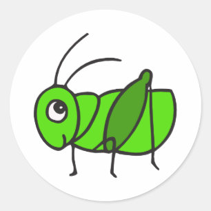 Sticker Rond Cute Grasshopper