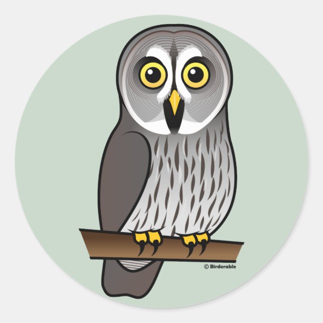 Sticker Rond Cute Great Grey Owl (Devant)