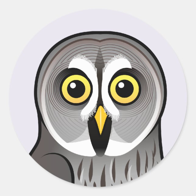 Sticker Rond Cute Great Grey Owl (Devant)