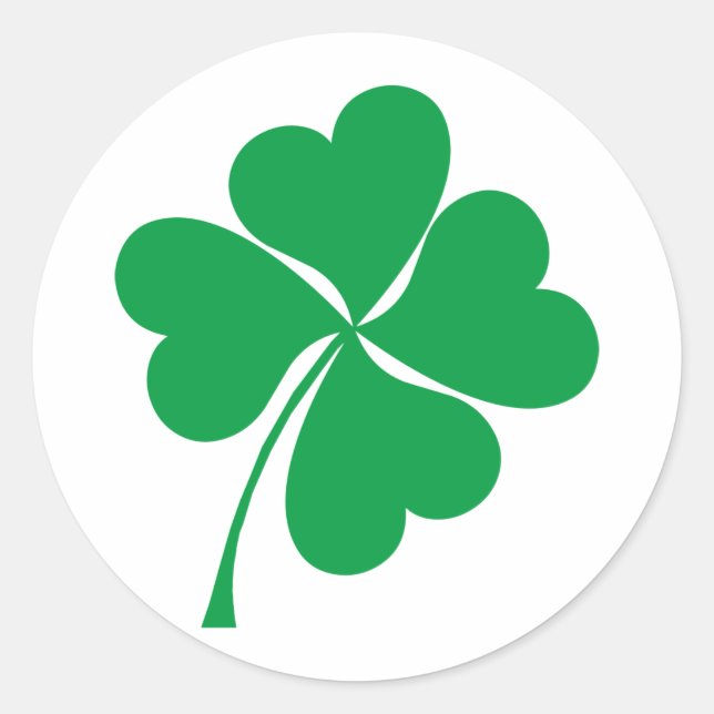 Sticker Rond Cute Green Lucky 4 coeur feuille Clover shamrock (Devant)