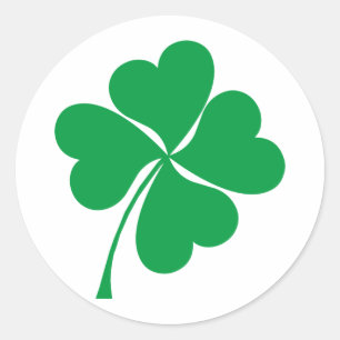 Sticker Rond Cute Green Lucky 4 coeur feuille Clover shamrock 