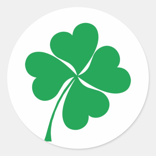 Sticker Rond Cute Green Lucky 4 coeur feuille Clover shamrock (Devant)